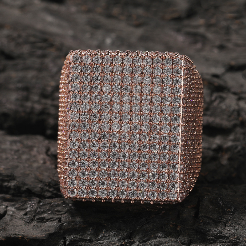 Moissanite Hip Hop Sparkle Big Square Ring