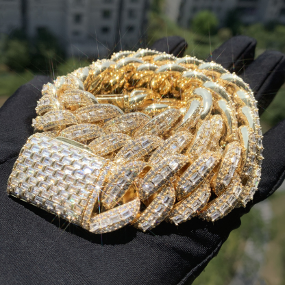 20mm Moissanite T Square Hip Hop Cuban Chain