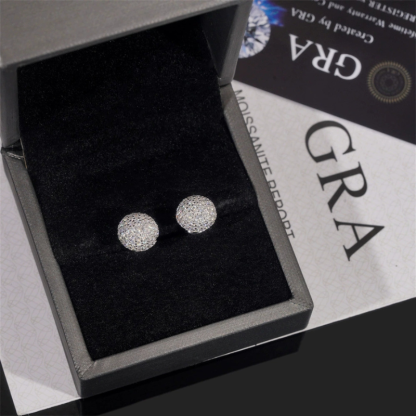 S925 Moissanite Half-round Mushroom Shape Earrings