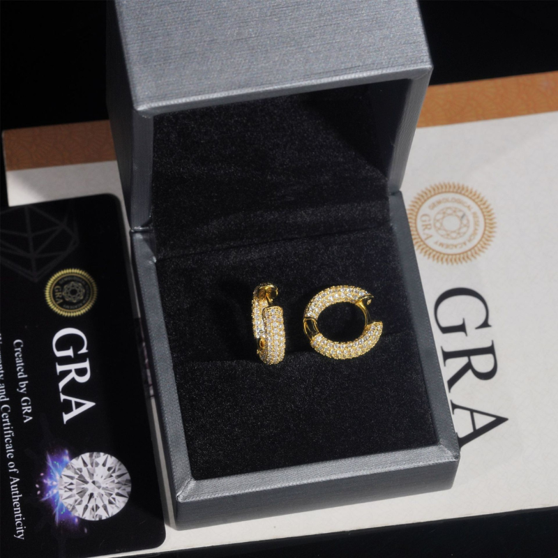 Moissanite Hip Hop Ring Design Earrings