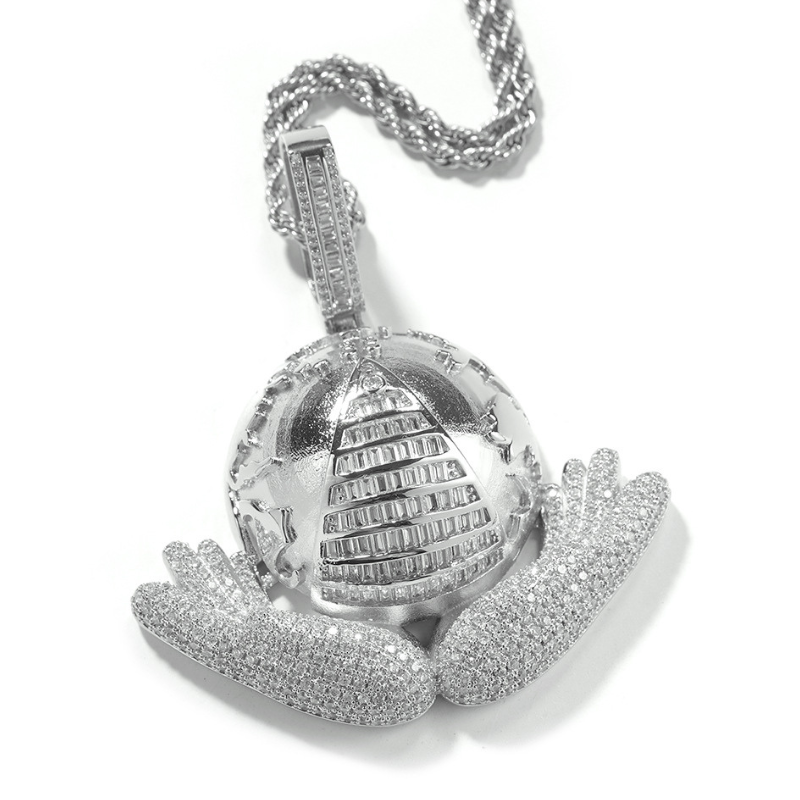 Moissanite Hands Holding the Earth Pendant