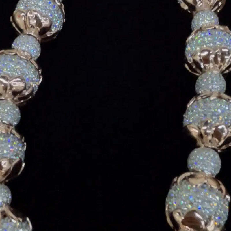 Moissanite Rose Wrapped Cross Pendant Chain Set