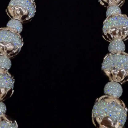 Moissanite Rose Wrapped Cross Pendant Chain Set