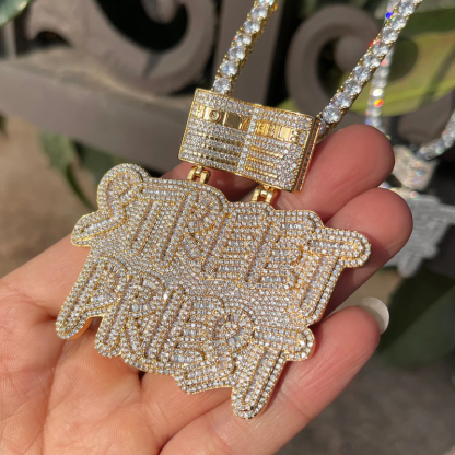 Moissanite Hip Hop "STREET PRIEST" Letter Pendant