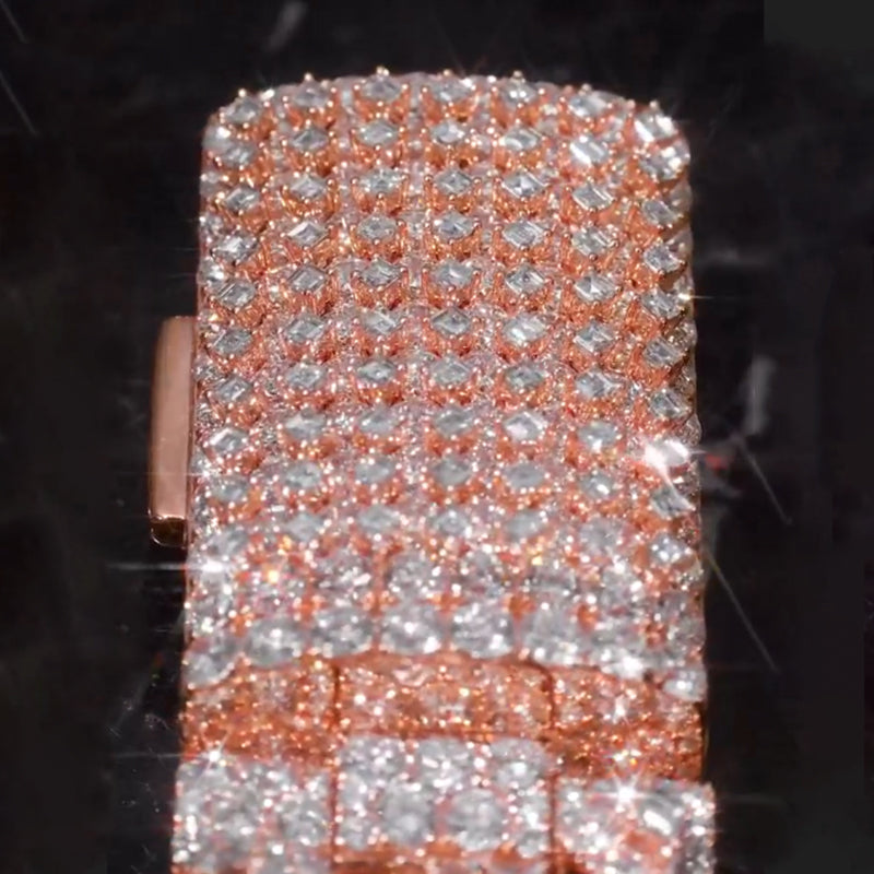 22mm Round and Carre Cut Moissanite Cuban Chain