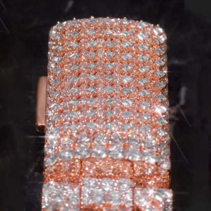 22mm Round and Carre Cut Moissanite Cuban Chain