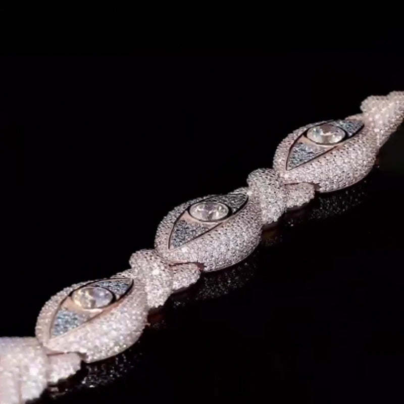 Moissanite Unlimited Cuban Custom Eye Bracelet
