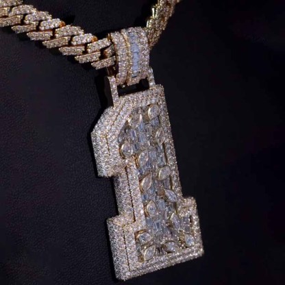 Moissanite Vine Number 1 Pendant