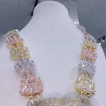 3-D S925 Moissanite Diamond Wearing Glasses Bear Pendant Set