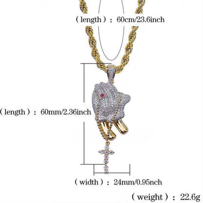 Moissanite Hip Hop Prayer Gesture With Ruby Ring Pendant