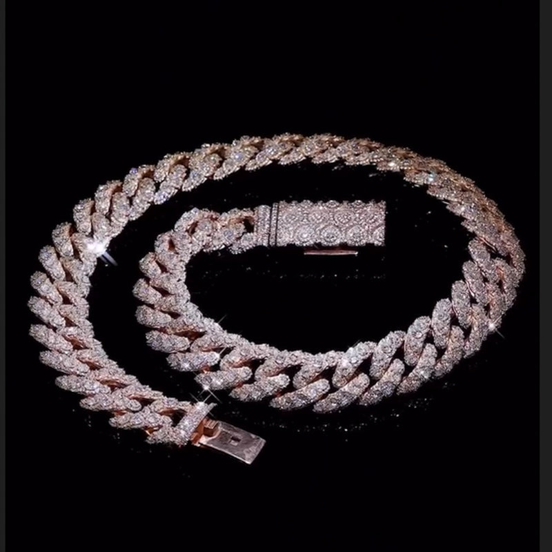 22mm Moissanite Single-Row Pear-Cut Cuban Chain