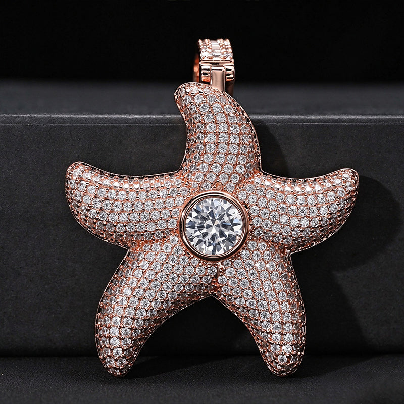 Moissanite Hip-Hop Starfish Pendant