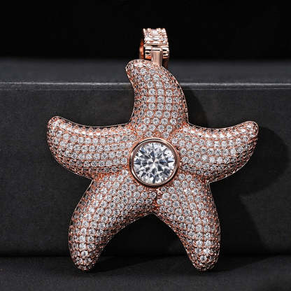 Moissanite Hip-Hop Starfish Pendant