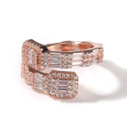 Moissanite Hip Hop Baguette Open Geometric Ring