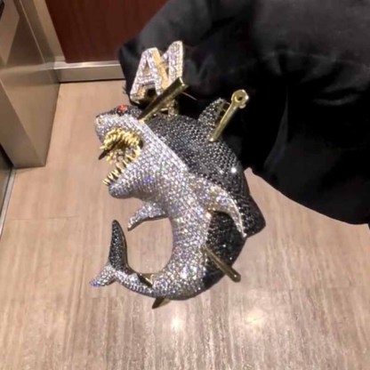 Moissanite Victimized Shark Pendant