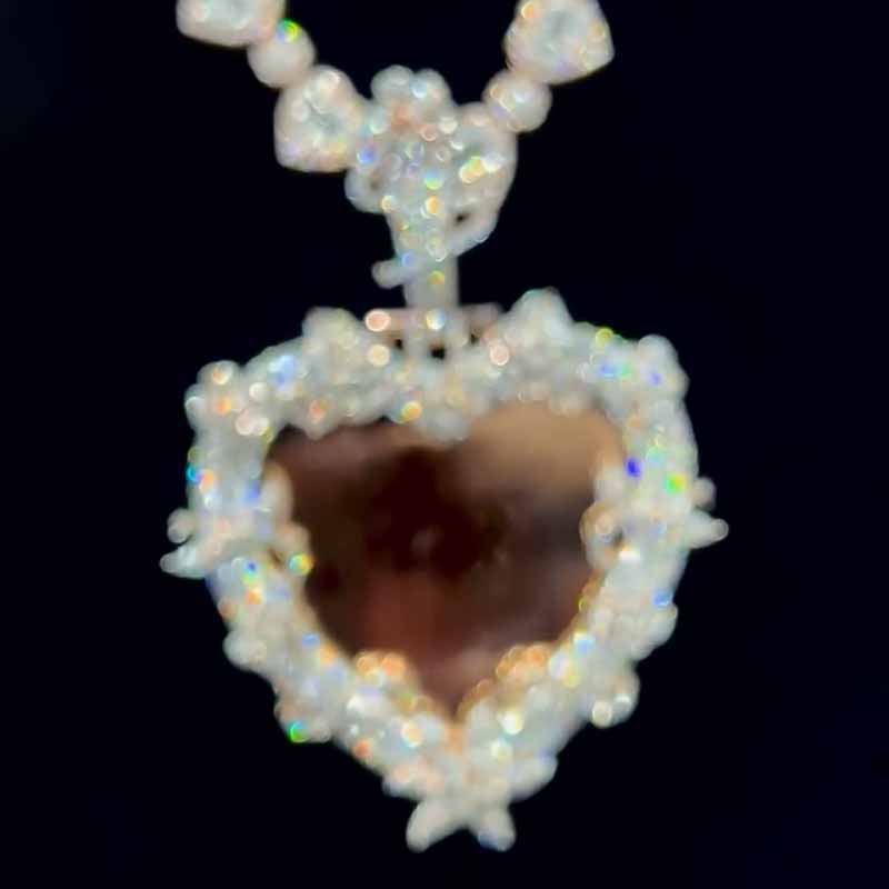 Moissanite Heart Vine Photo Custom Pendant