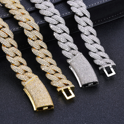 18mm Moissanite Three-row Diamond Bubble Cuban Chain