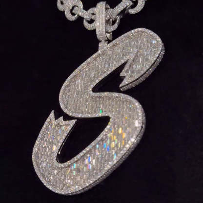 Moissanite Letter S Baguette Pendant