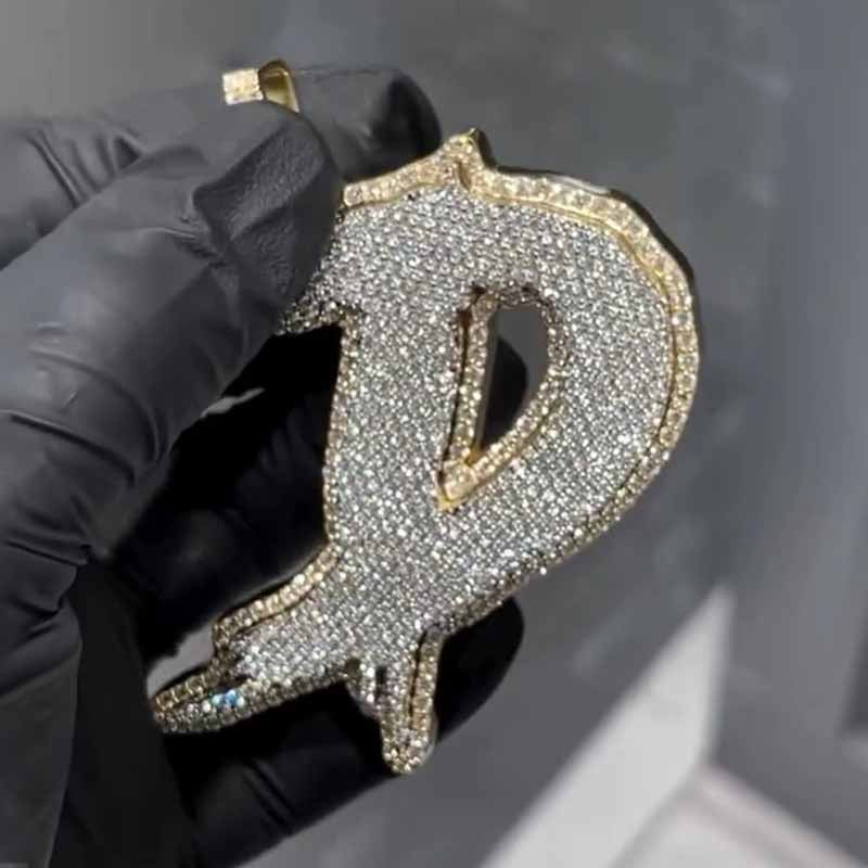 Moissanite Artistic Font Letter D Pendant