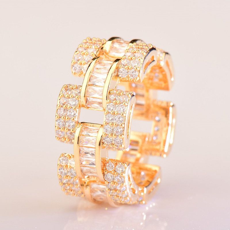 Moissanite Design Irregular Step Square Ring