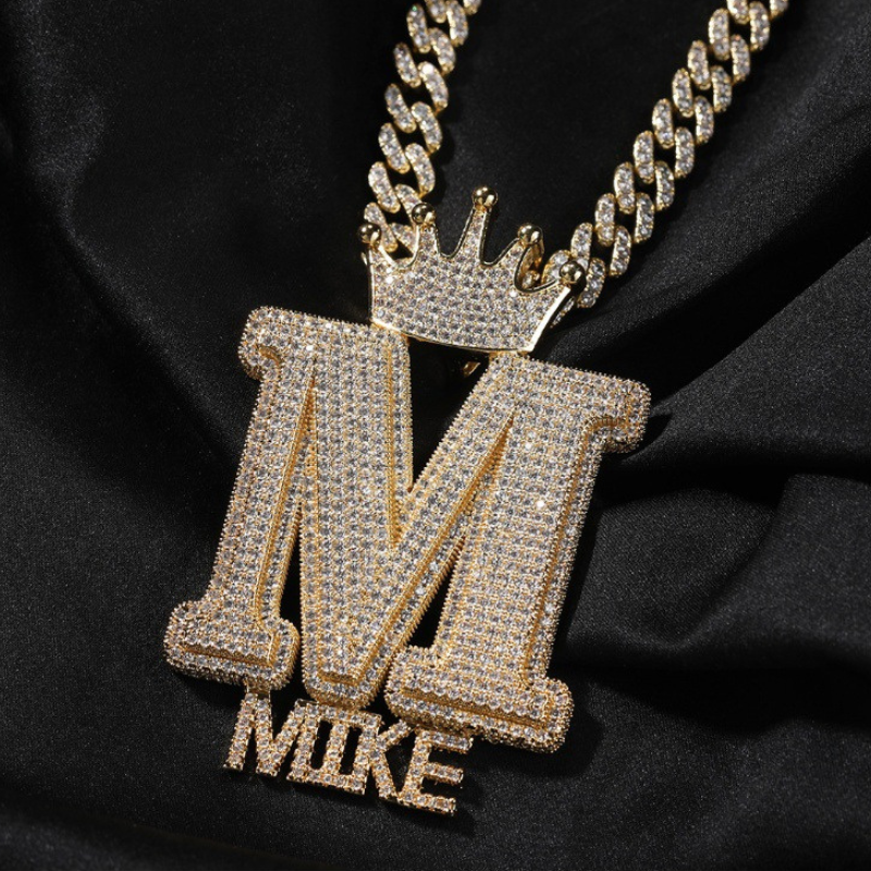 Moissanite Crown Buckle Personalized Letter Custom Pendant