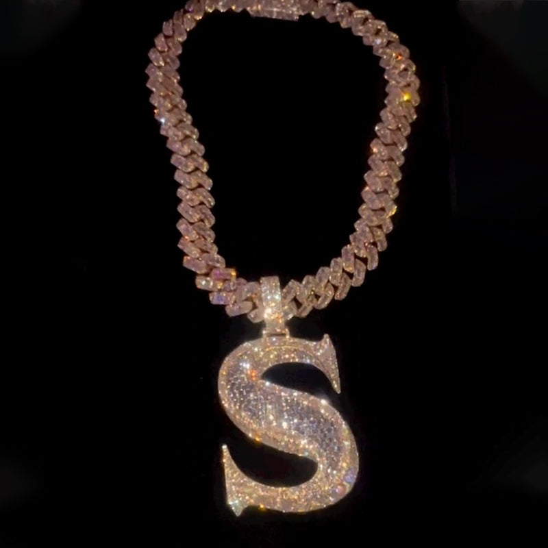 S925 Moissanite Letter S Pendant Set