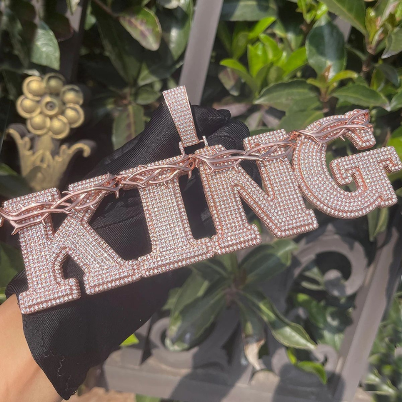 Moissanite Crown of Thorns Customizable Letter Pendant