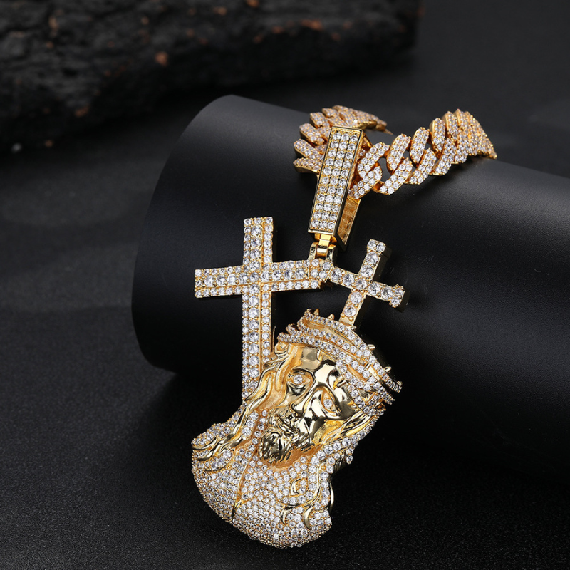 Moissanite Cross Jesus Prayer Pendant