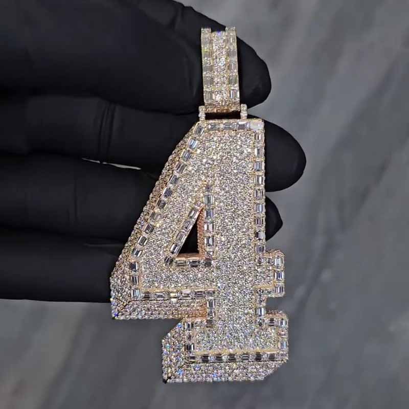 Moissanite Baguette Number 4 Pendant