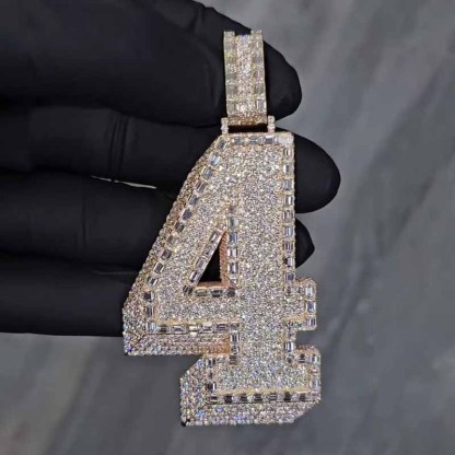 Moissanite Baguette Number 4 Pendant