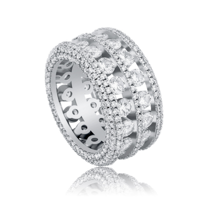 Moissanite Luxury Double Row Hollow Ring