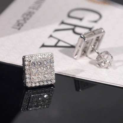 S925 Moissanite Hip Hop Square Earrings