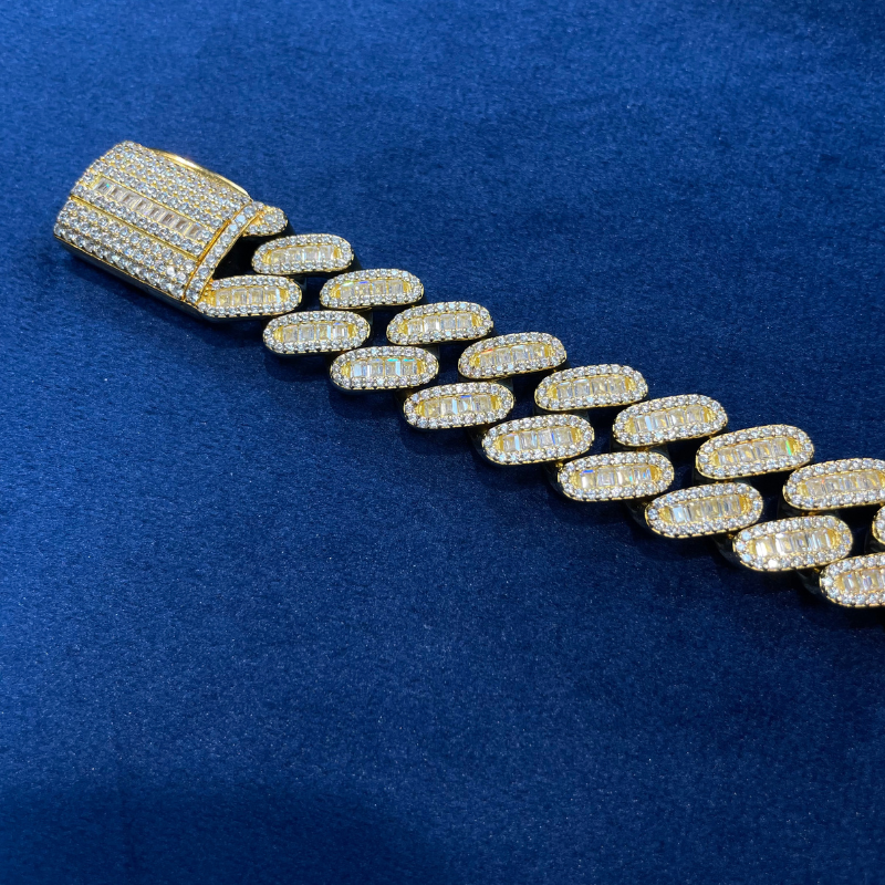 Moissanite Baguette Cuban Bracelet