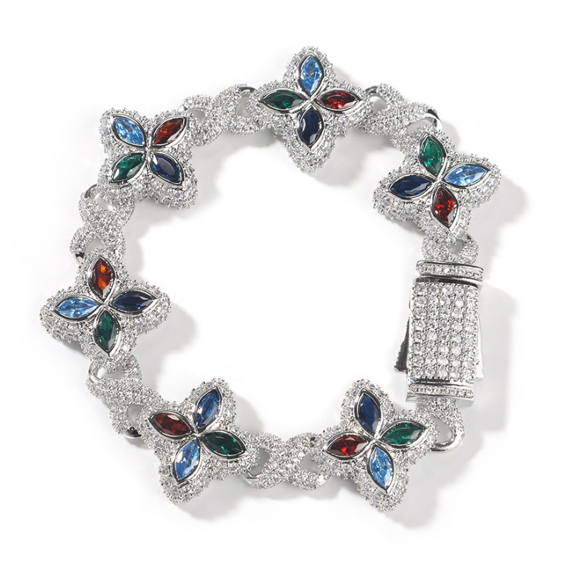 Moissanite Hip Hop Four Leaf Clover Infinity Bracelet