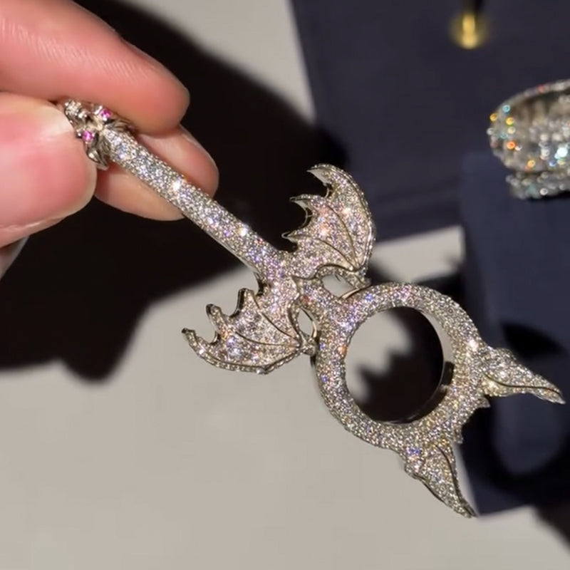 Anime Style Kit Bat Wings Moissanite Pendan