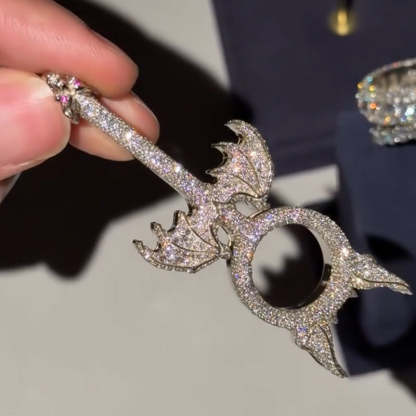 Anime Style Kit Bat Wings Moissanite Pendan