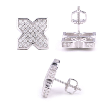 S925 Silver Moissanite Windmill Cross Earrings