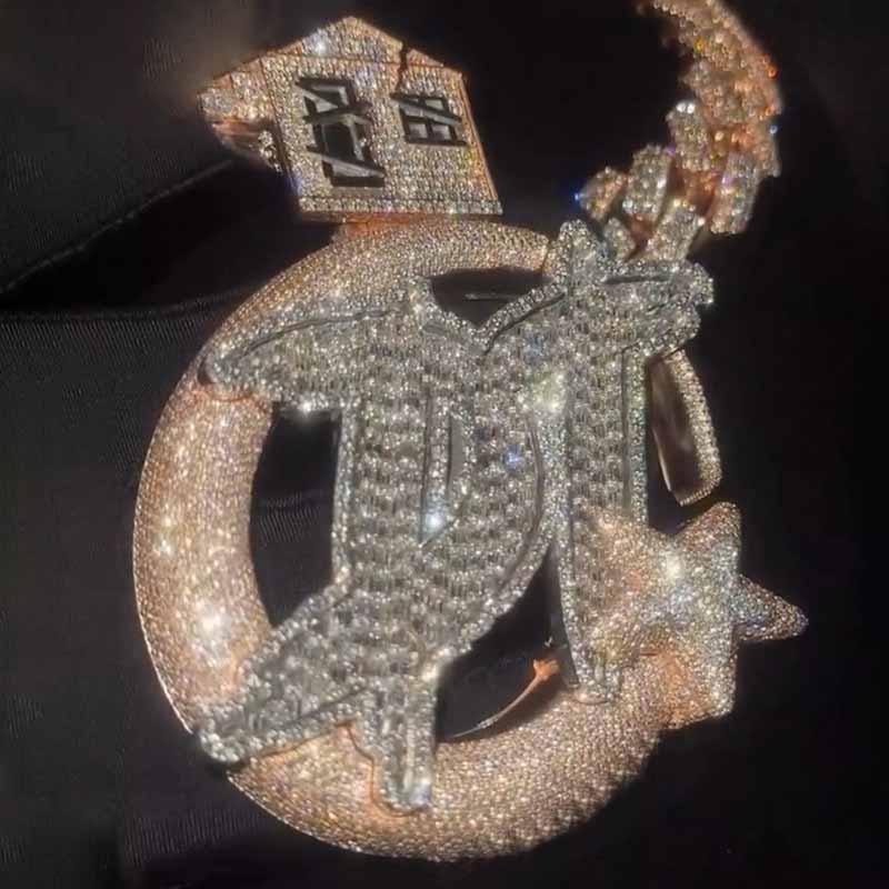 Moissanite Star Moon DT Letter Pendant