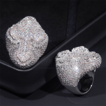 Moissanite Luxury Hip Hop Personality Cross Ring