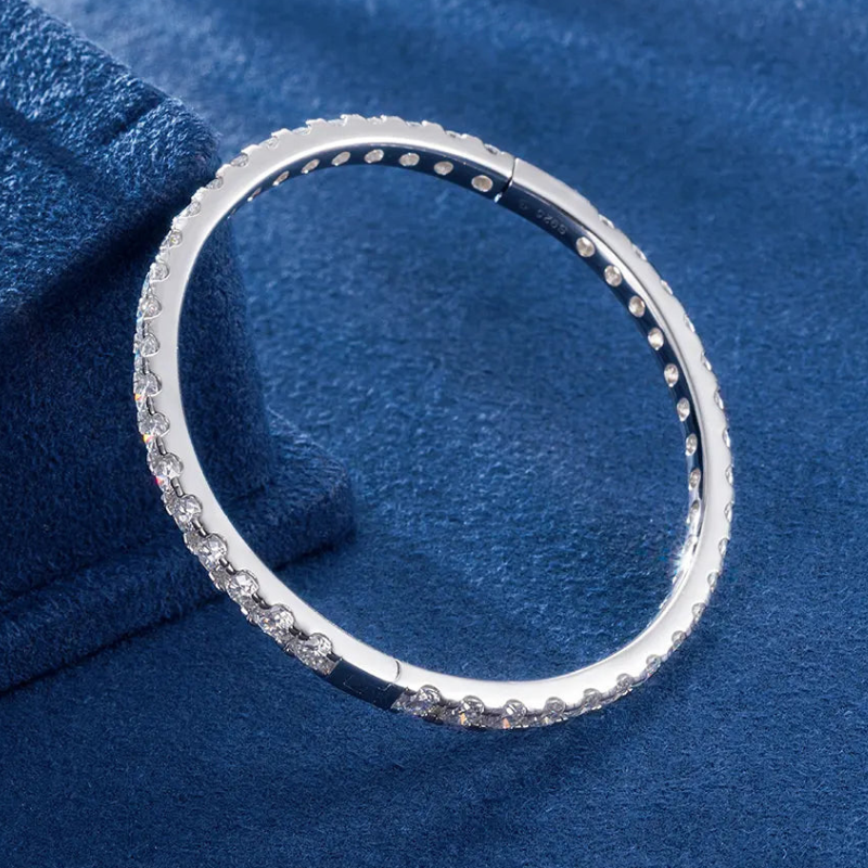 S925 Silver Moissanite 4mm Bangle Bracelet