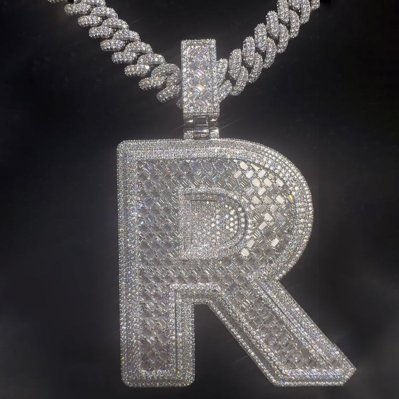 S925 Moissanite Letter R Pendant