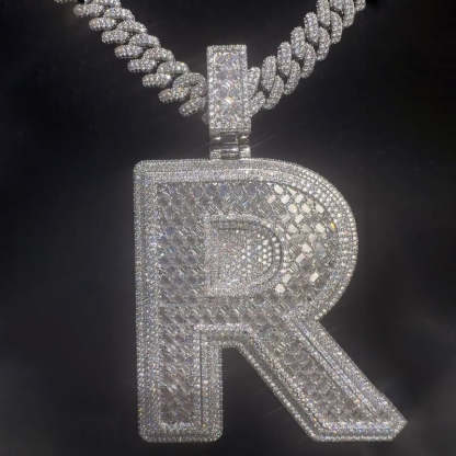 S925 Moissanite Letter R Pendant