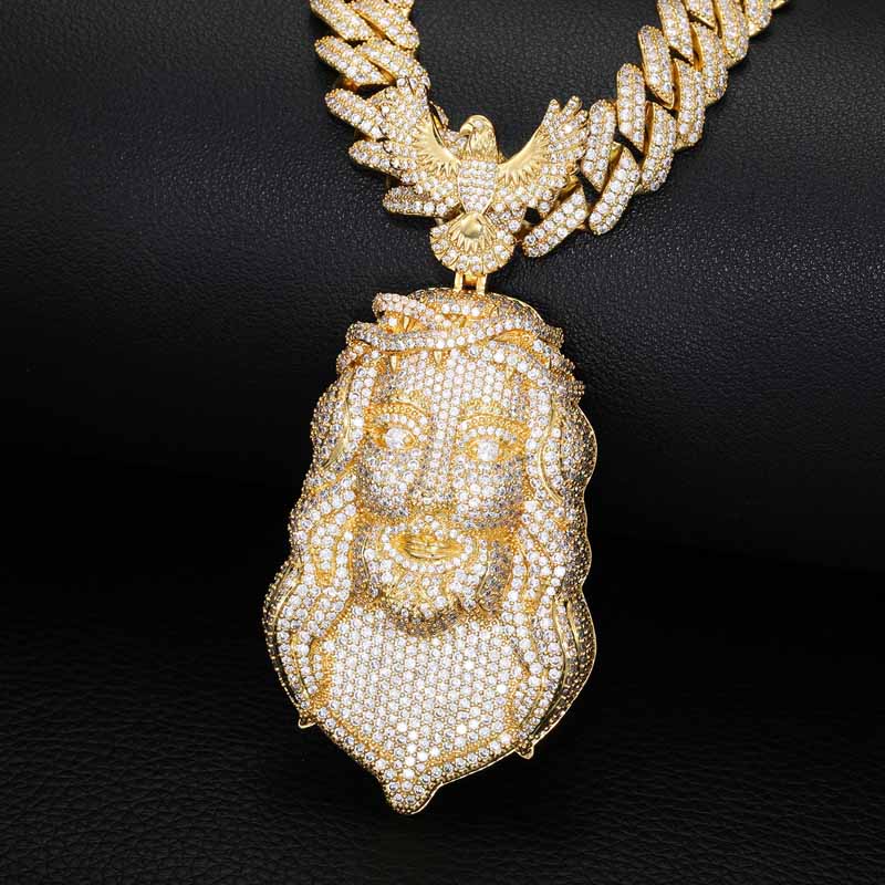 Moissanite Eagle Buckle Jesus Pendant