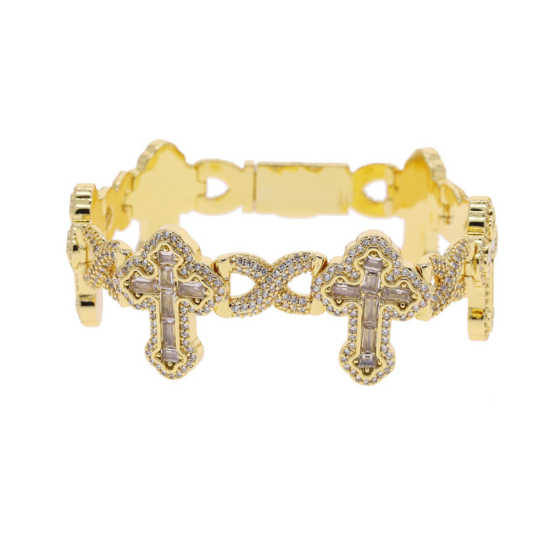 Moissanite Cross Infinity Cuban Bracelet