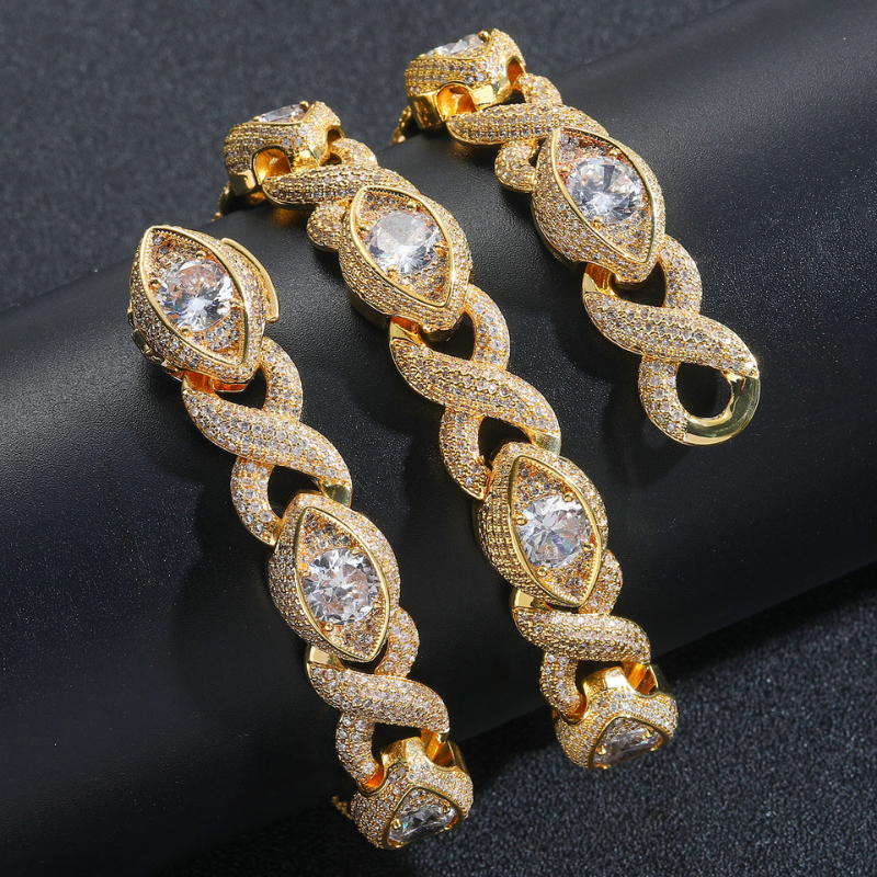 15mm Moissanite Hip Hop Eye Cross Unlimited Cuban Chain