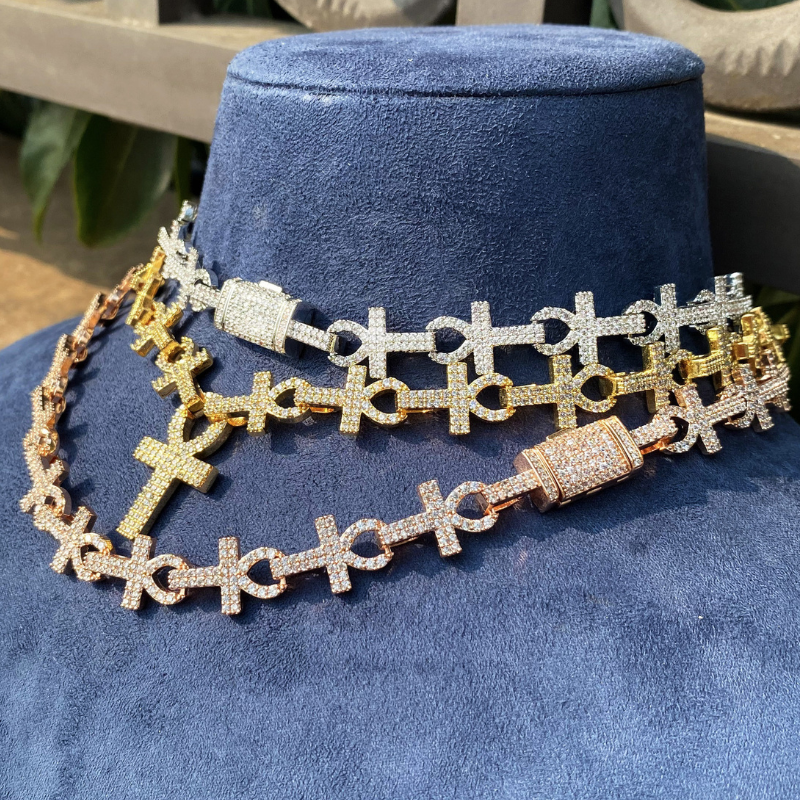 Moissanite Hip Hop Cross Ankh Chain