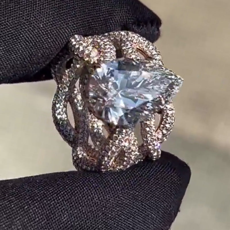 Spirit Snake Entanglement Pear Moissanite Ring