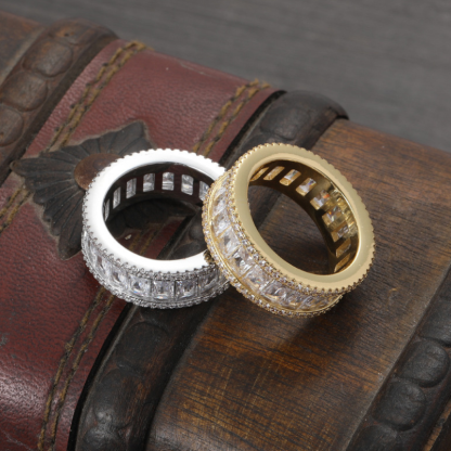 Moissanite Hip Hop Rectangular Full Diamond Ring