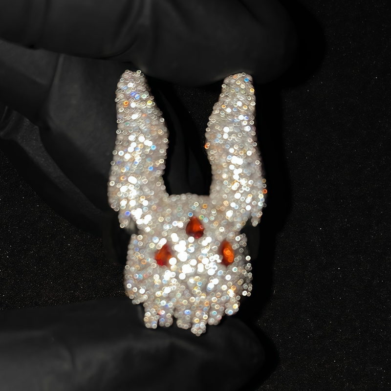 Moissanite Hip Hop Bunny Open Ring