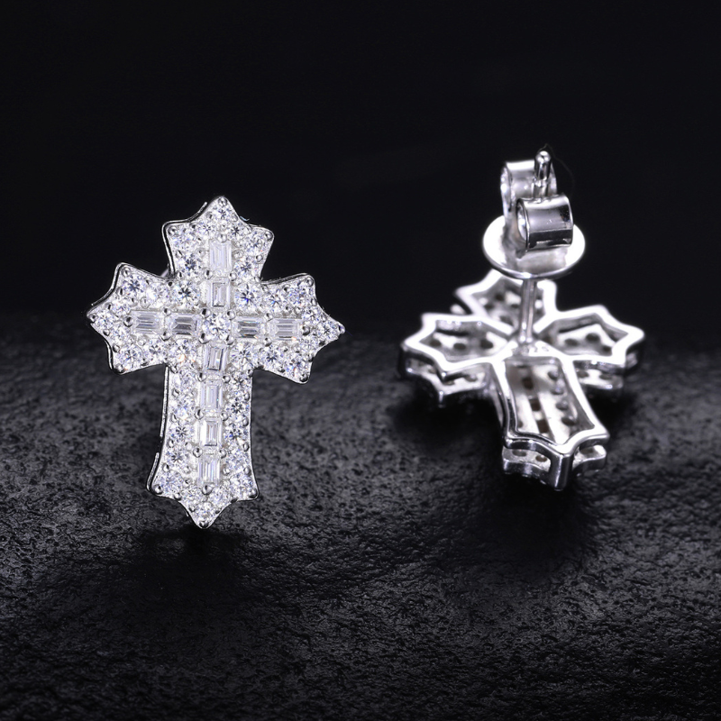 S925 Silver Moissanite Cross Earrings